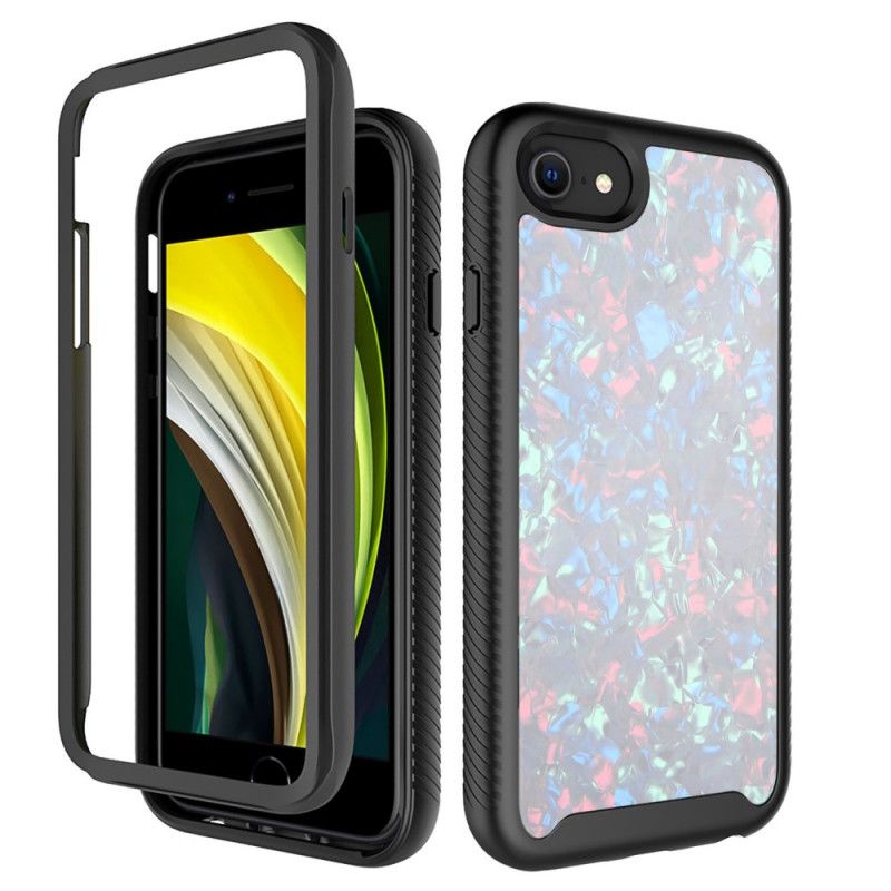 Cover Hoesje iPhone 7 / 8 / SE 2 Wit Zwart Telefoonhoesje Dubbele Kleurbescherming