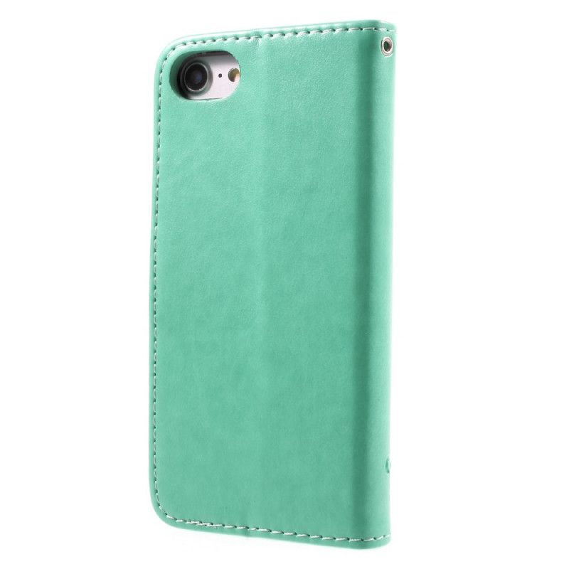 Flip Case Leren iPhone 7 / 8 / SE 2 Grijs Zwart Gebloemde String