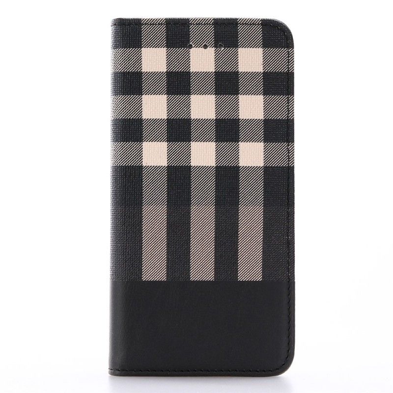 Flip Case Leren iPhone 7 / 8 / SE 2 Zwart Schotse Tegels