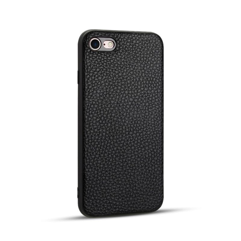 Hoesje iPhone 7 / 8 / SE 2 Bruin Zwart Echt Lychee Leer