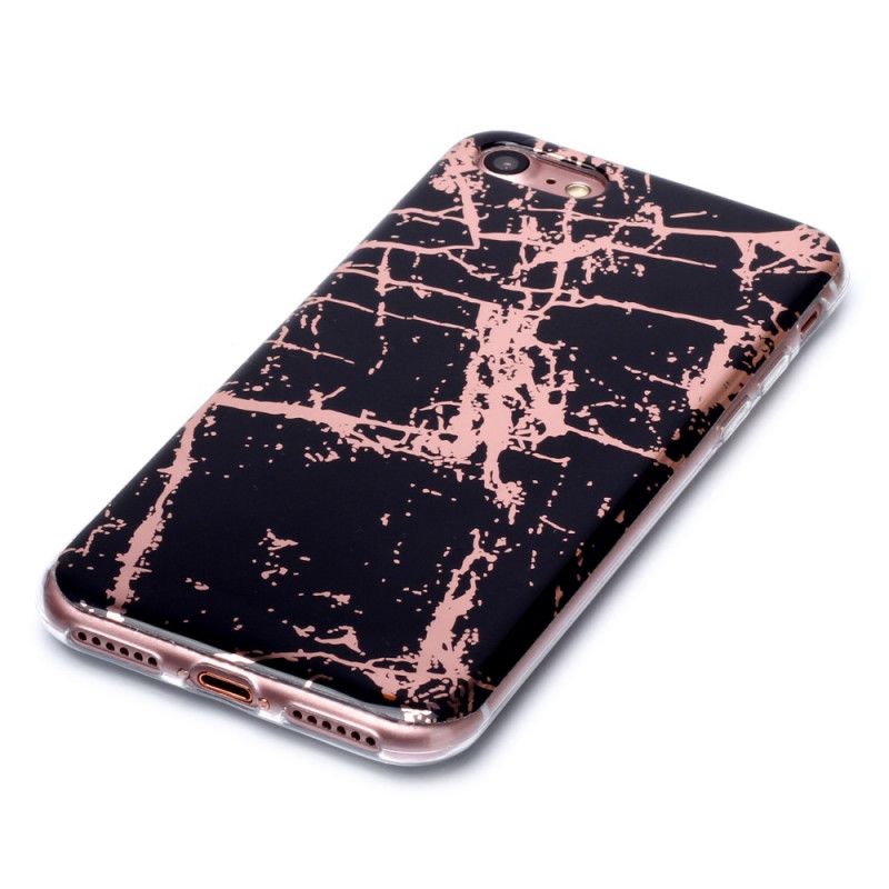 Hoesje iPhone 7 / 8 / SE 2 Magenta Zwart Marmerkleurige Geometrie