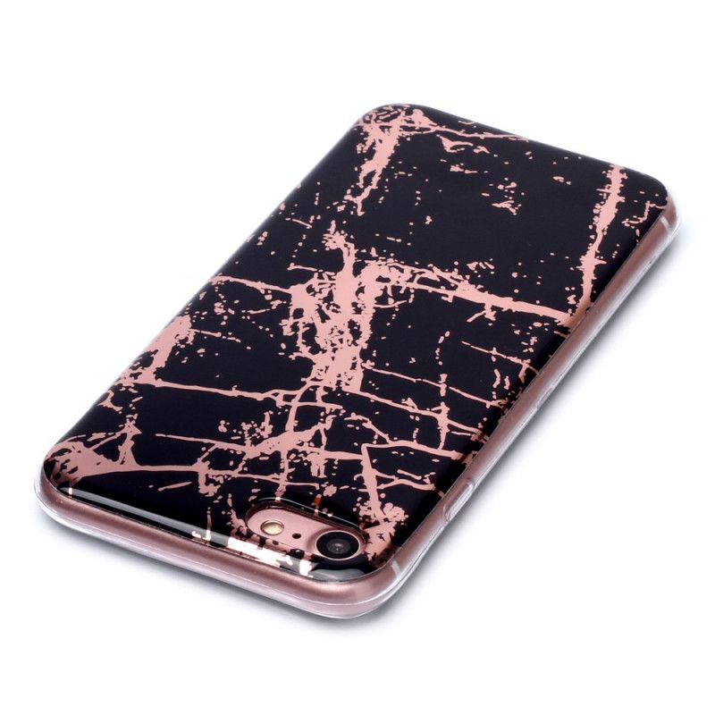 Hoesje iPhone 7 / 8 / SE 2 Magenta Zwart Marmerkleurige Geometrie