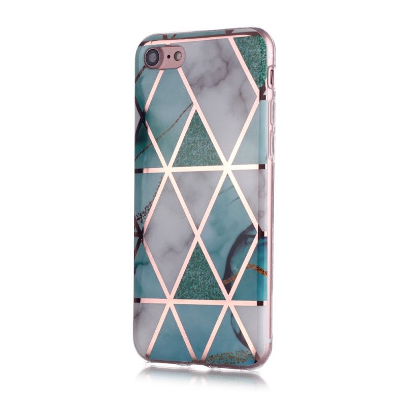 Hoesje iPhone 7 / 8 / SE 2 Magenta Zwart Marmerkleurige Geometrie