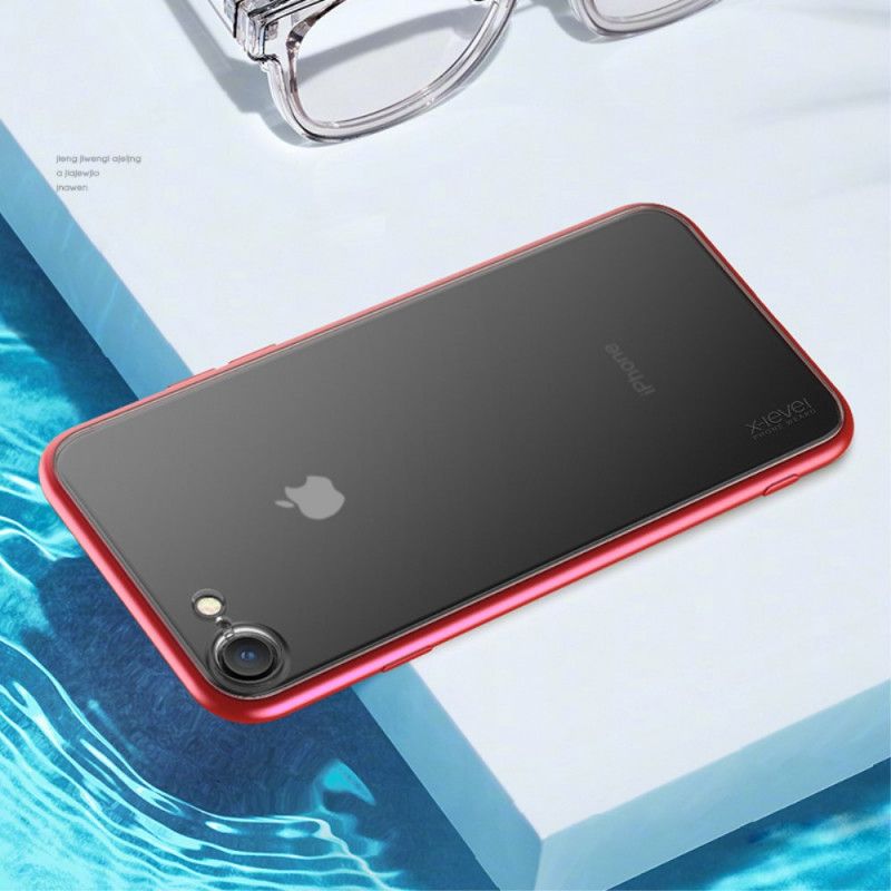 Hoesje iPhone 7 / 8 / SE 2 Rood Zwart X-Level Matte Hybride