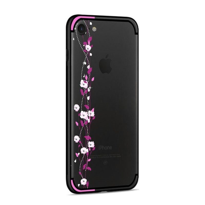 Hoesje voor iPhone 7 / 8 / SE 2 Groen Geel Bloemen En Strass Steentjes Nxe