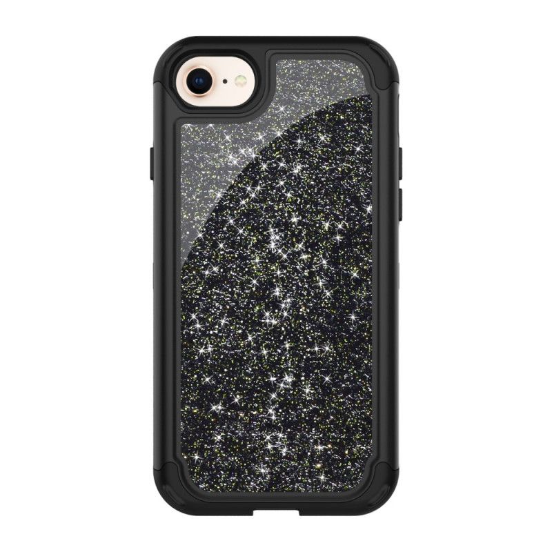 Hoesje voor iPhone 7 / 8 / SE 2 Paars Zwart Afneembare Super Glitter