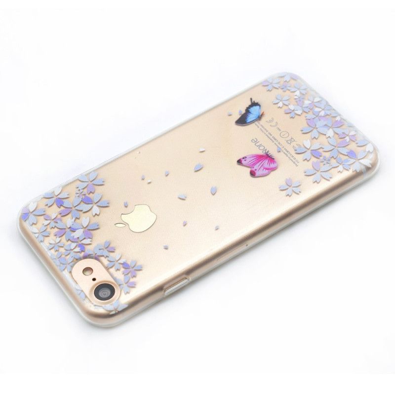 Hoesje voor iPhone 7 / 8 / SE 2 Transparante Vlinders En Bloemen