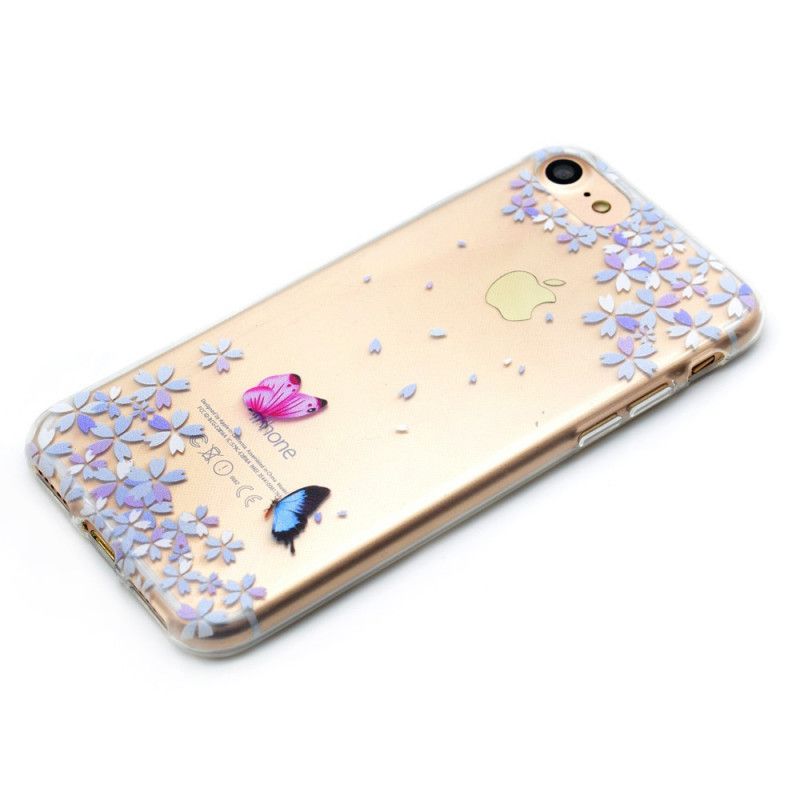 Hoesje voor iPhone 7 / 8 / SE 2 Transparante Vlinders En Bloemen