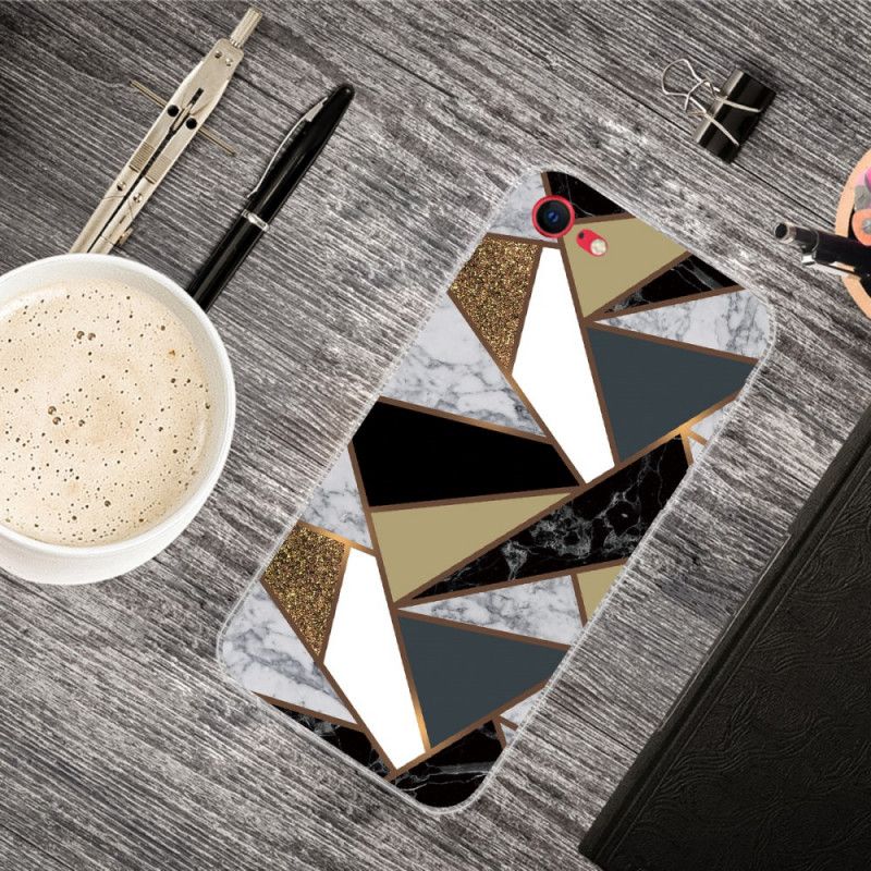 Hoesje voor iPhone 7 / 8 / SE 2 Wit Zwart Geometrisch Marmer