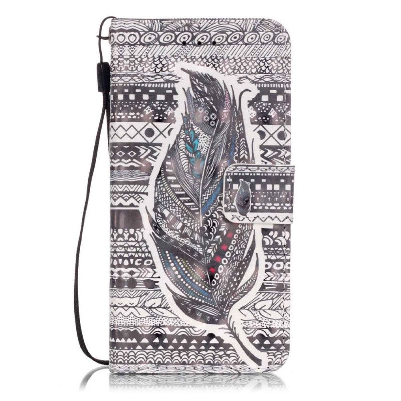 Leren Hoesje iPhone 7 / 8 / SE 2 Grijs Tribale Veer