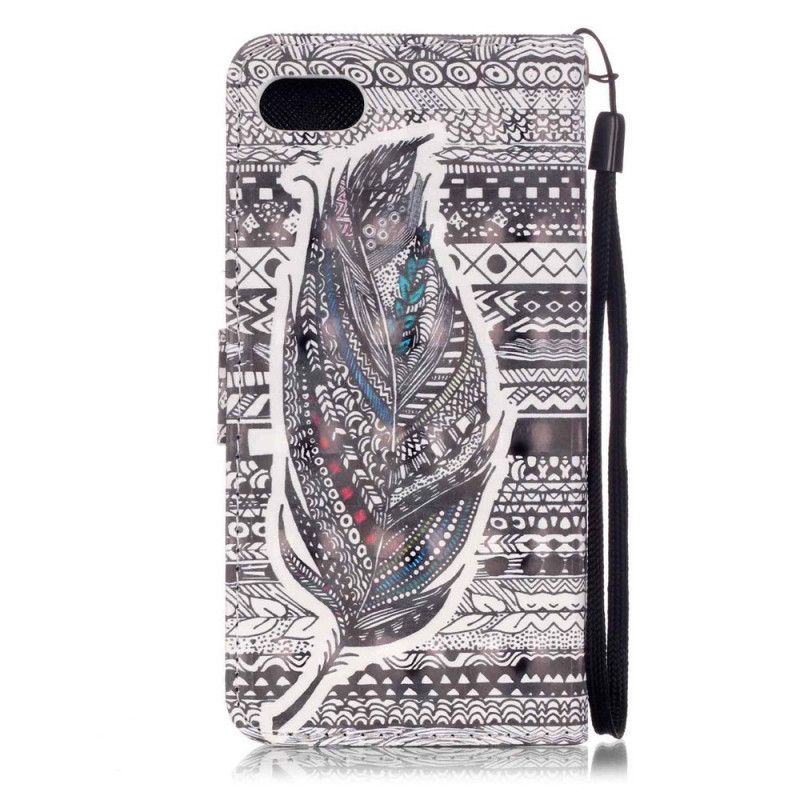 Leren Hoesje iPhone 7 / 8 / SE 2 Grijs Tribale Veer