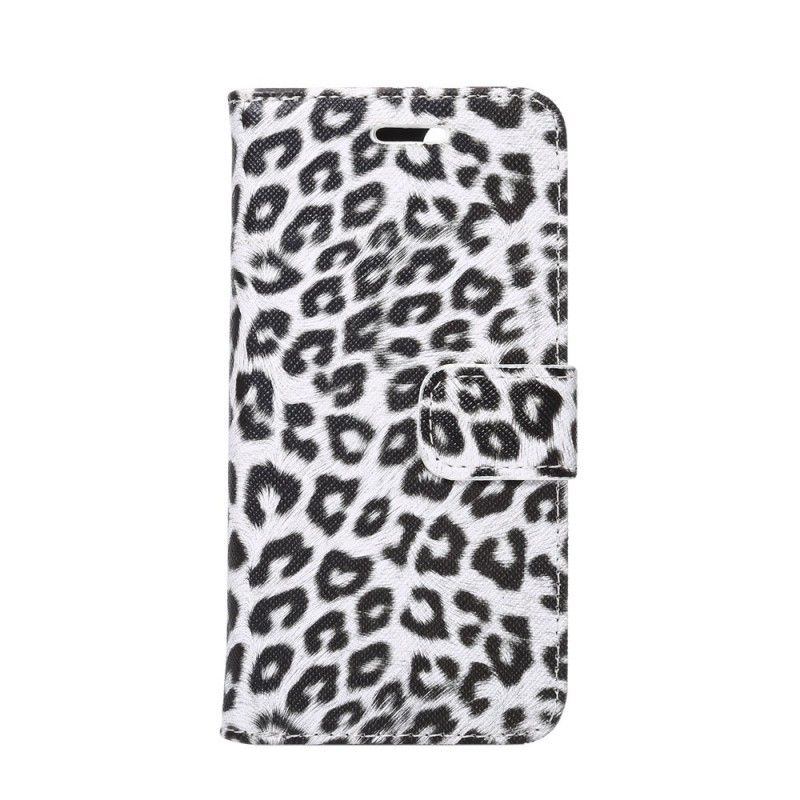 Leren Hoesje voor iPhone 7 / 8 / SE 2 Beige Wit Luipaard