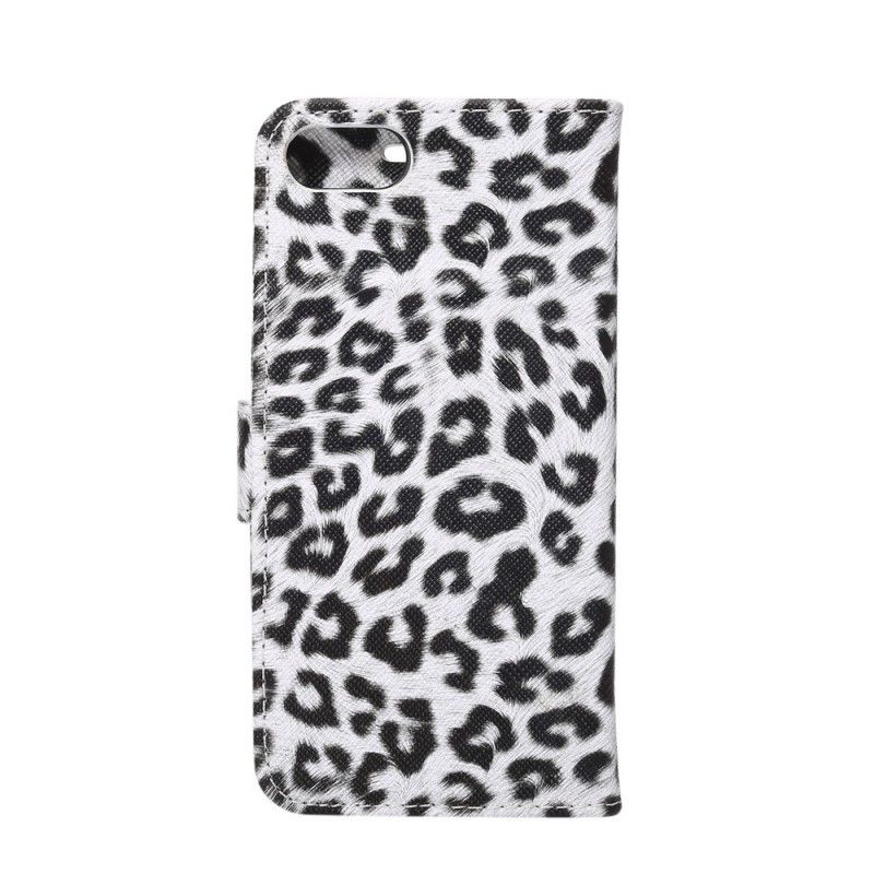 Leren Hoesje voor iPhone 7 / 8 / SE 2 Beige Wit Luipaard