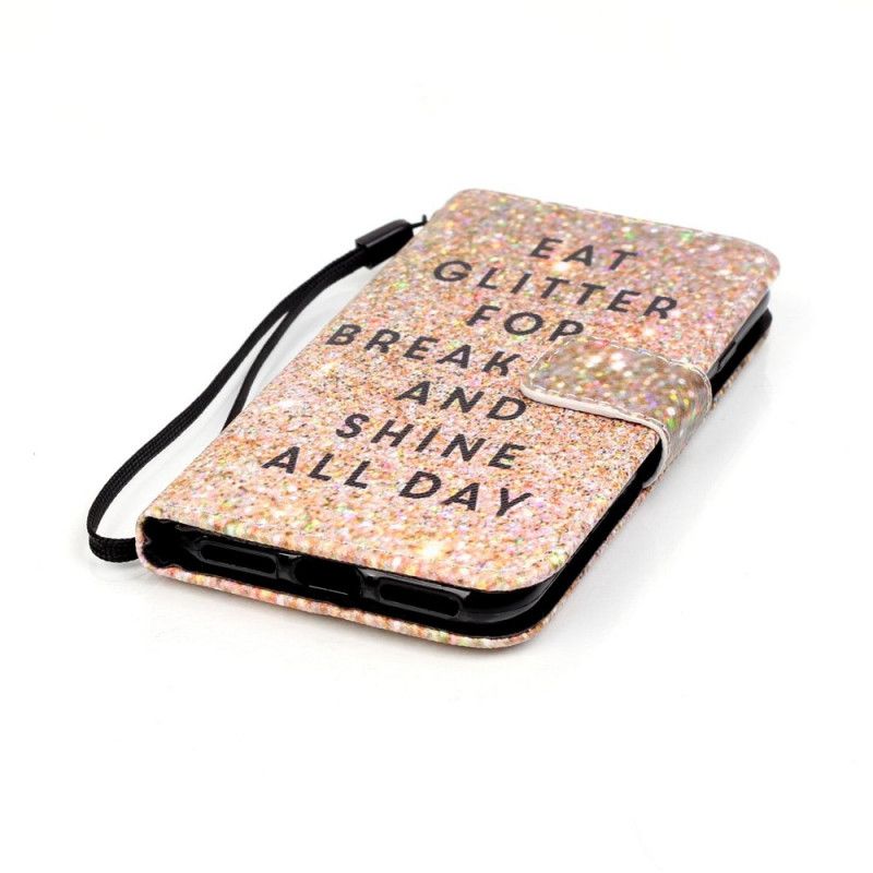 Leren Hoesje voor iPhone 7 / 8 / SE 2 Eet Glitter