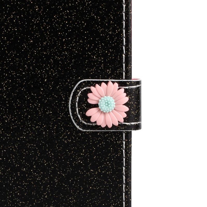 Leren Hoesje voor iPhone 7 / 8 / SE 2 Zilver Roze Pailletten En Bloemenbedel