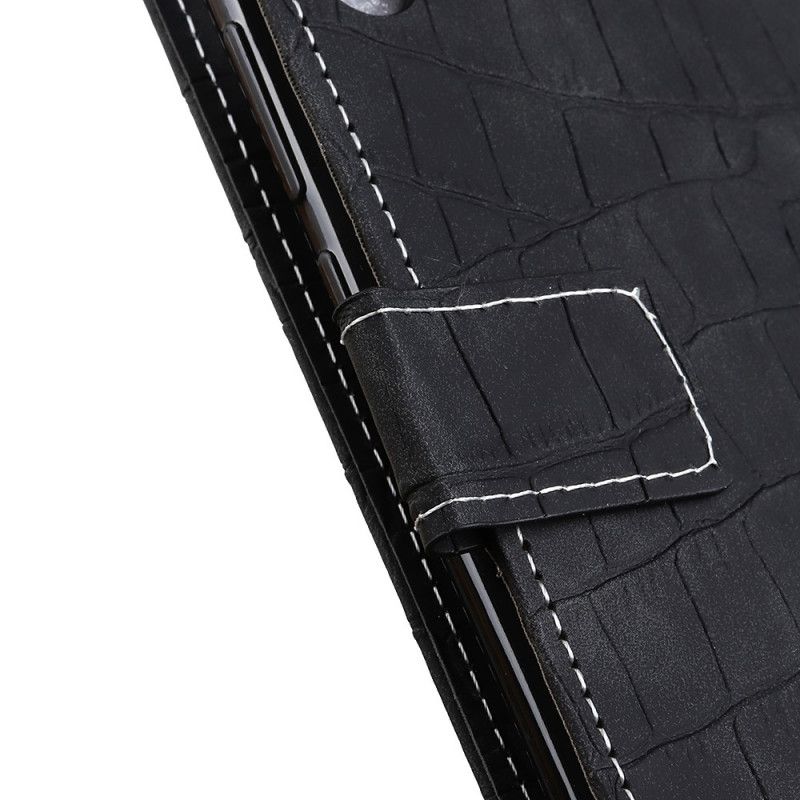 Bescherming Hoesje iPhone 12 Mini Groen Zwart Naden Met Krokodillenleer-Effect