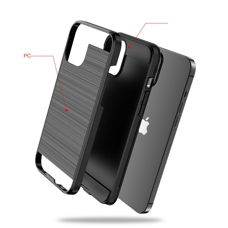 Case Hoesje iPhone 12 Mini Grijs Zwart Telefoonhoesje Geborsteld