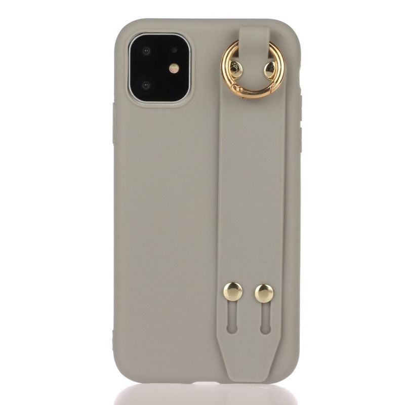 Case Hoesje iPhone 12 Mini Rood Grijs Telefoonhoesje Siliconen Met Steunband