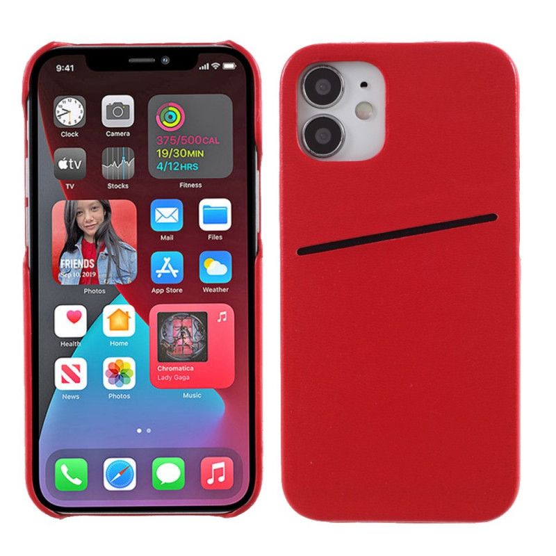 Case Hoesje iPhone 12 Mini Rood Zwart Telefoonhoesje Gemeenschappelijke Kaarthouder