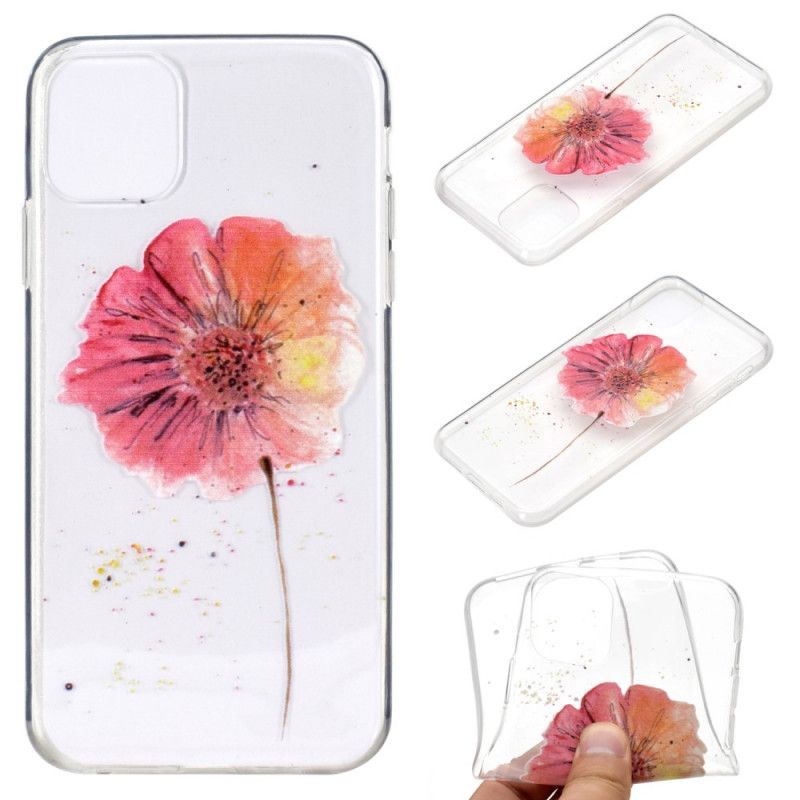 Case Hoesje iPhone 12 Mini Telefoonhoesje Transparante Aquarel Klaproos