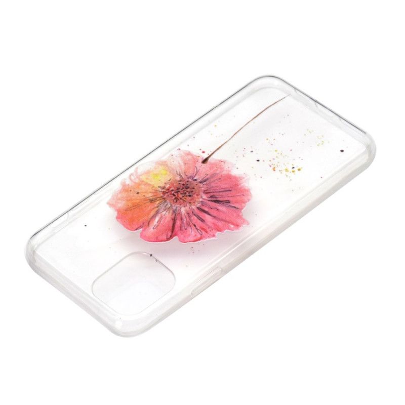 Case Hoesje iPhone 12 Mini Telefoonhoesje Transparante Aquarel Klaproos