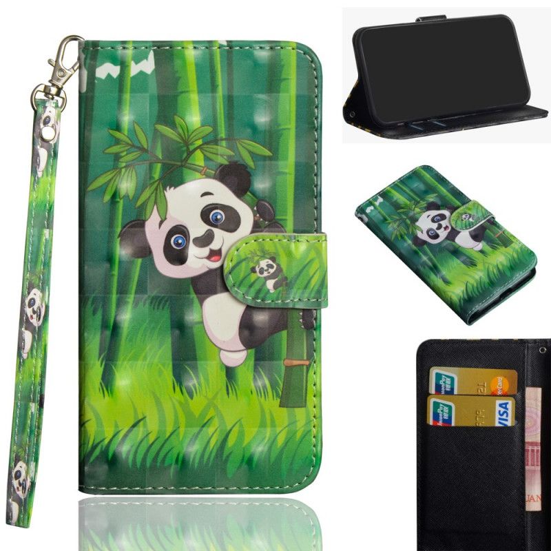 Cover Folio-hoesje iPhone 12 Mini Telefoonhoesje Panda En Bamboe