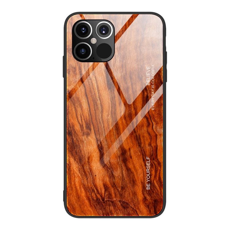 Cover Hoesje iPhone 12 Mini Grijs Zwart Telefoonhoesje Designglas Van Gehard Hout