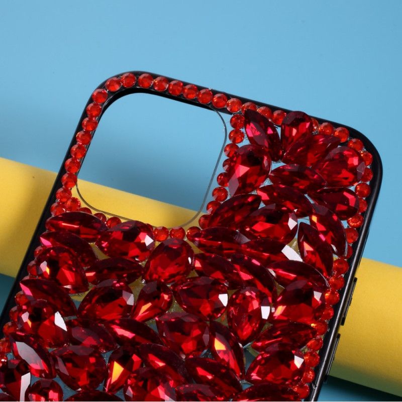 Cover Hoesje iPhone 12 Mini Telefoonhoesje Siliconen En Rode Stenen