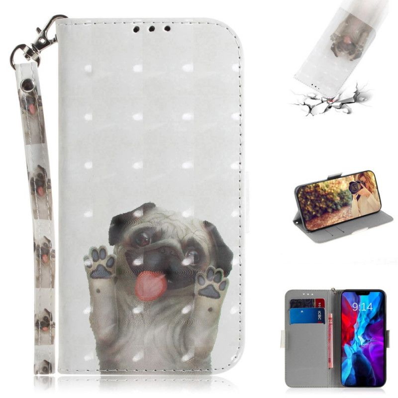 Flip Case Leren iPhone 12 Mini Hou Van Mijn Hond Met String