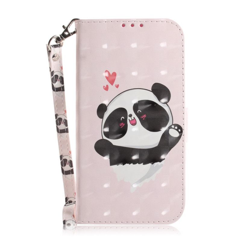 Flip Case Leren iPhone 12 Mini Panda Love Met String