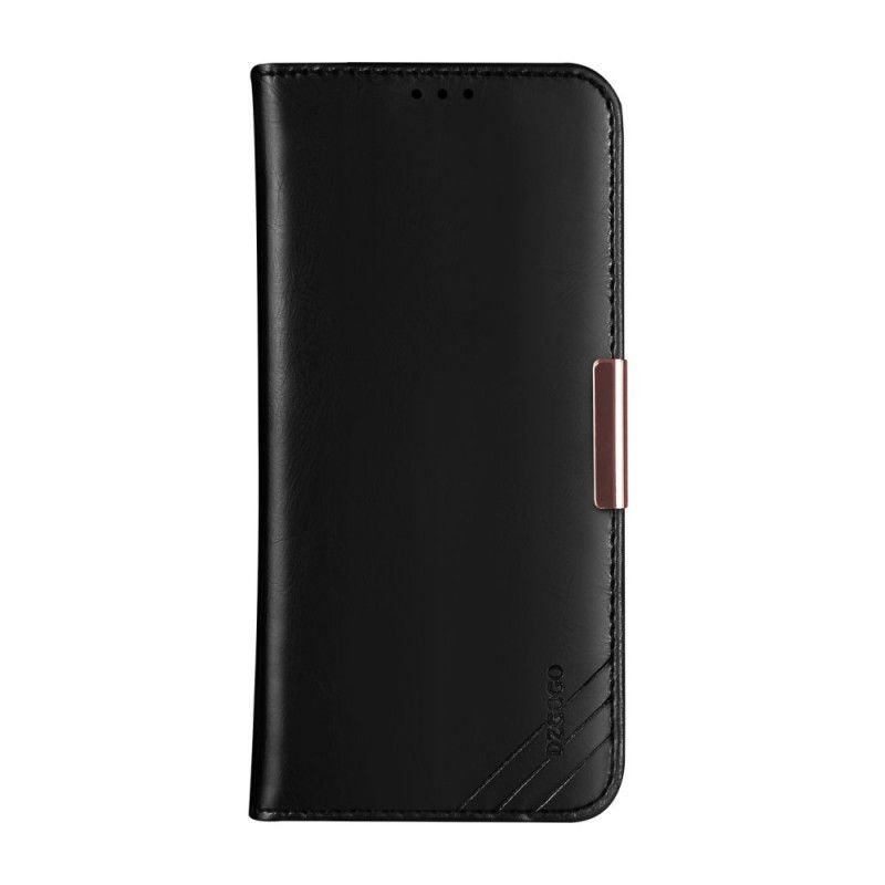 Folio-hoesje iPhone 12 Mini Rood Zwart Dzgogo Echt Leer