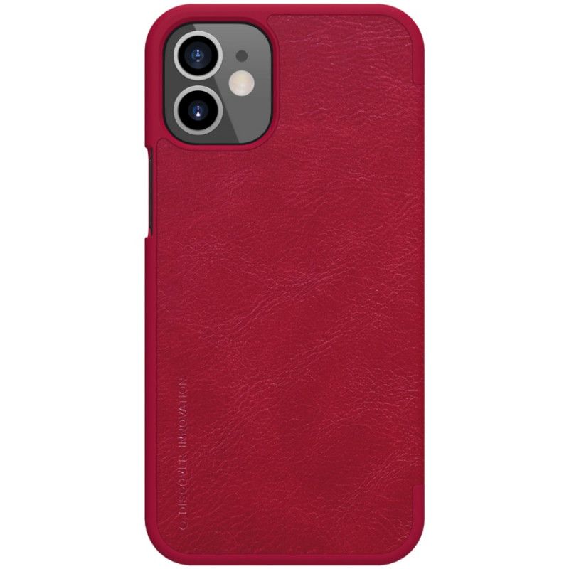 Folio-hoesje iPhone 12 Mini Rood Zwart Telefoonhoesje Nillkin Qin-Reeks