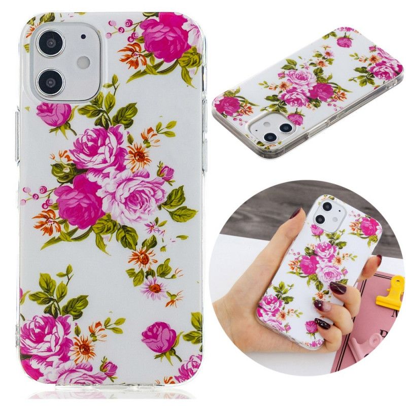 Hoesje iPhone 12 Mini Telefoonhoesje Fluorescerende Vrijheidsbloemen