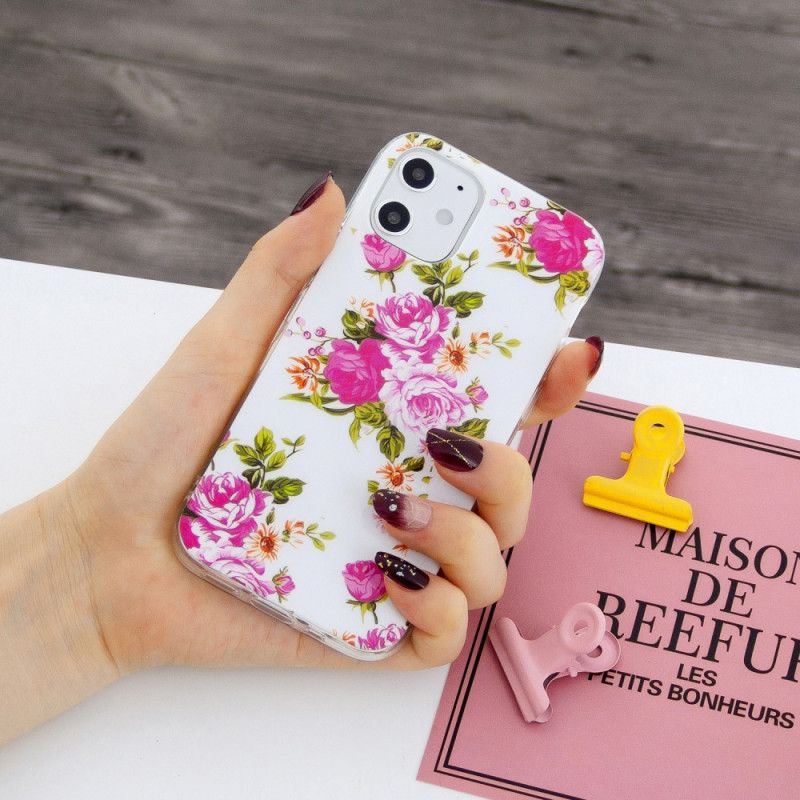 Hoesje iPhone 12 Mini Telefoonhoesje Fluorescerende Vrijheidsbloemen