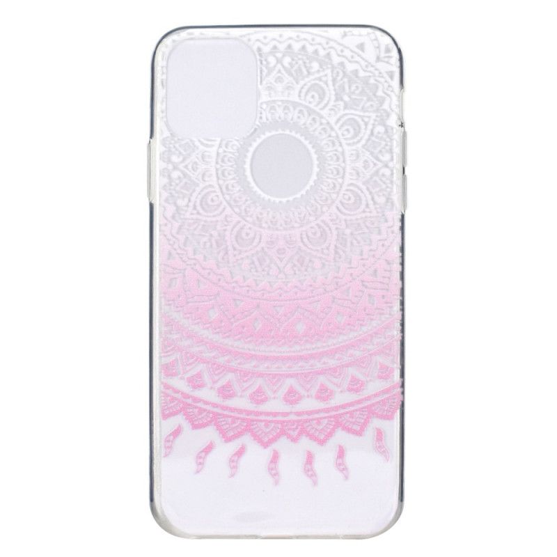 Hoesje voor iPhone 12 Mini Lichtblauw Roze Transparant Gekleurde Mandala