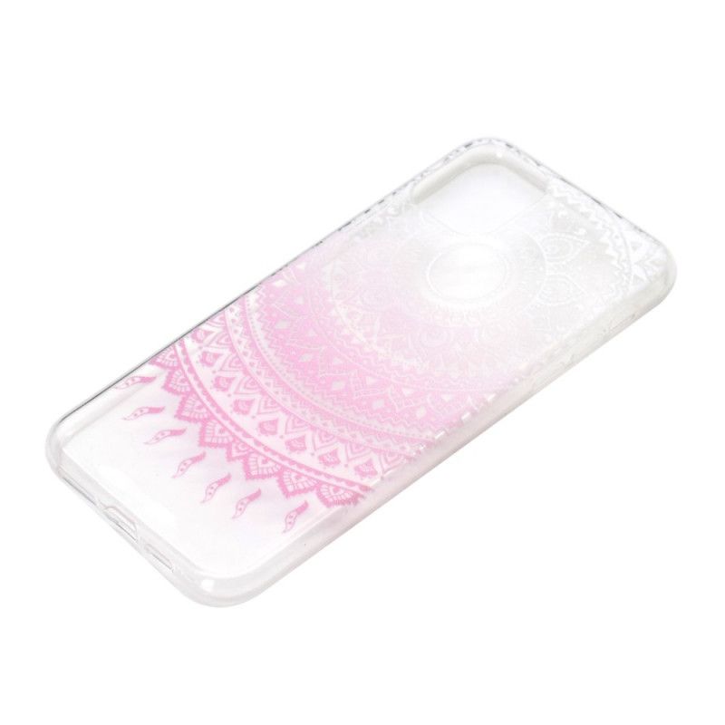 Hoesje voor iPhone 12 Mini Lichtblauw Roze Transparant Gekleurde Mandala