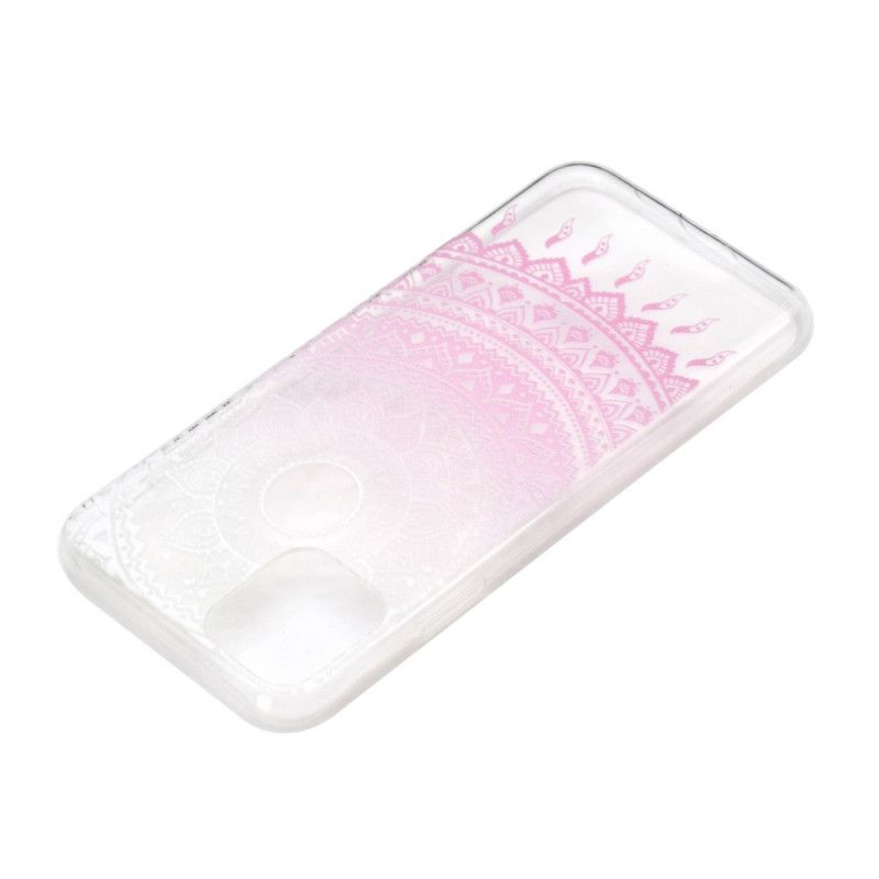 Hoesje voor iPhone 12 Mini Lichtblauw Roze Transparant Gekleurde Mandala