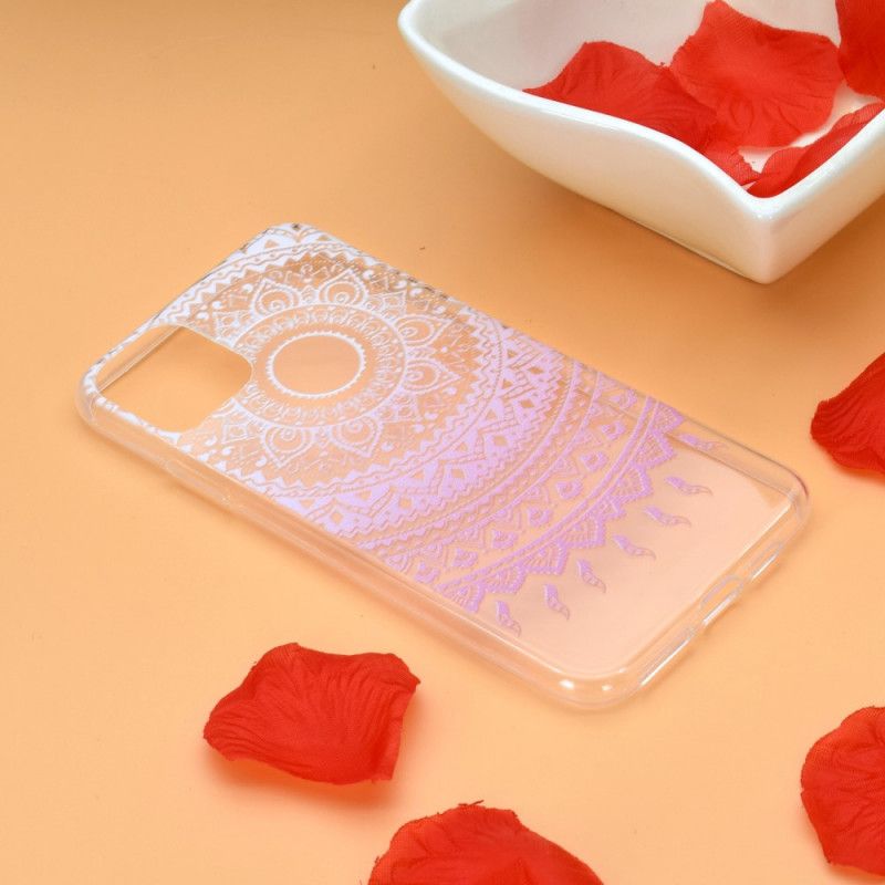 Hoesje voor iPhone 12 Mini Lichtblauw Roze Transparant Gekleurde Mandala