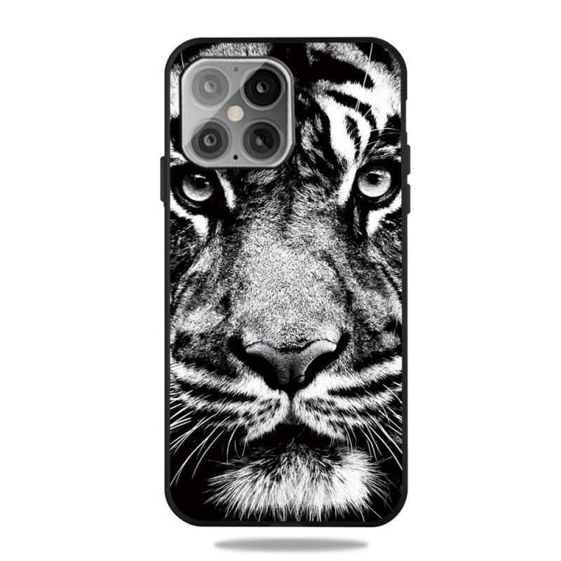 Hoesje voor iPhone 12 Mini Zwart-Witte Tijger