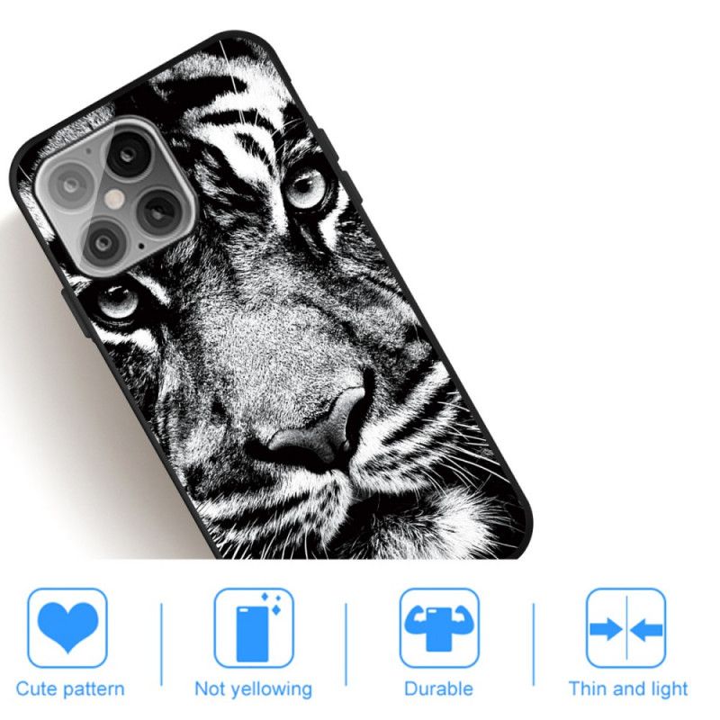 Hoesje voor iPhone 12 Mini Zwart-Witte Tijger