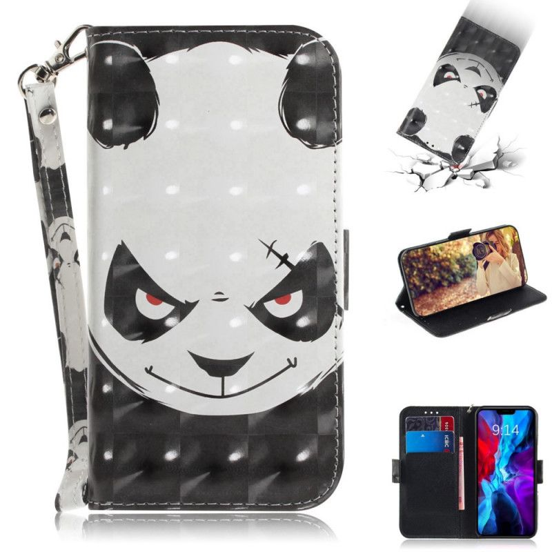 Leren Hoesje iPhone 12 Mini Boze Panda Met String