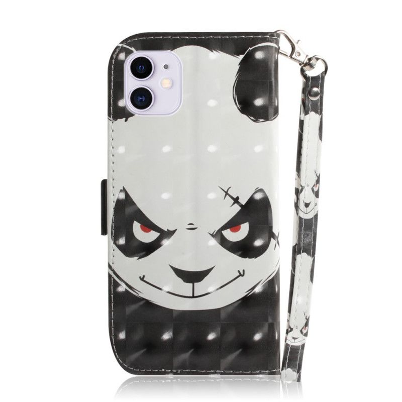 Leren Hoesje iPhone 12 Mini Boze Panda Met String