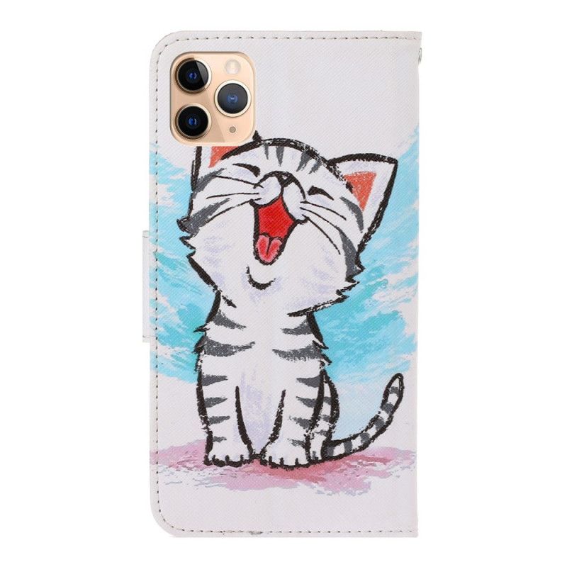 Leren Hoesje iPhone 12 Mini Gekleurd Kitten Met String