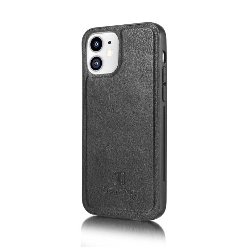 Leren Hoesje iPhone 12 Mini Grijs Zwart Telefoonhoesje Dg. Afneembare Case