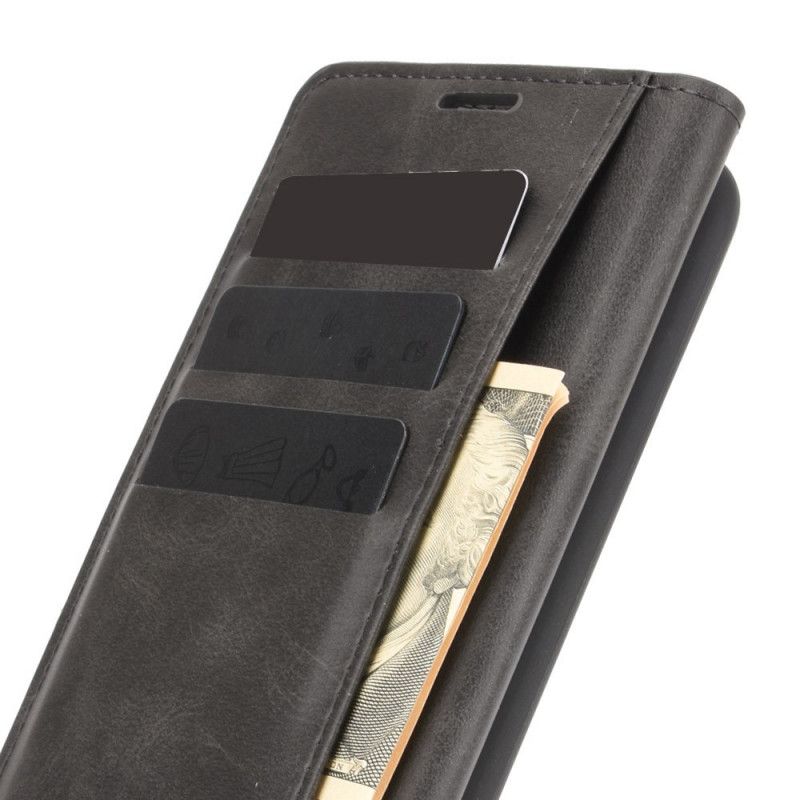 Leren Hoesje iPhone 12 Mini Grijs Zwart Telefoonhoesje Vintage Leerstijl
