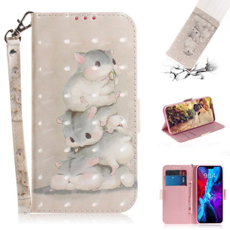 Leren Hoesje iPhone 12 Mini Hamsters Met String