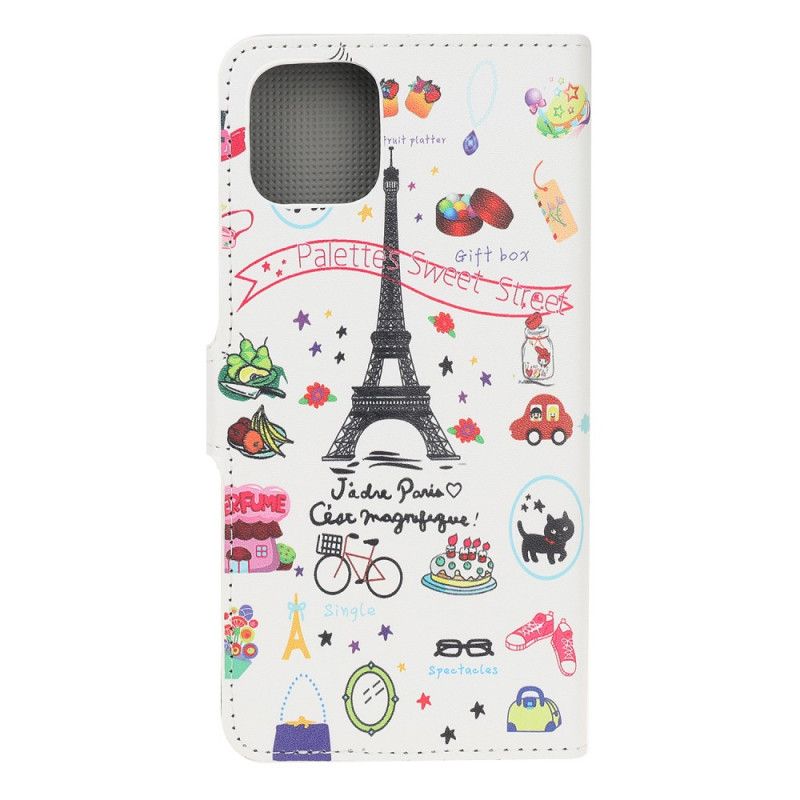 Leren Hoesje iPhone 12 Mini Telefoonhoesje Ik Hou Van Parijs