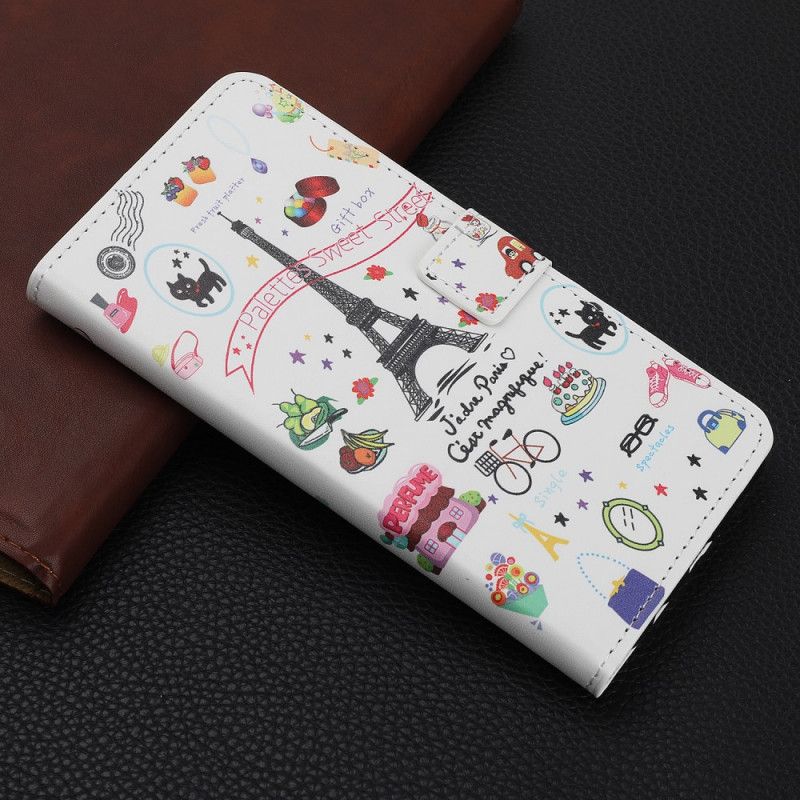 Leren Hoesje iPhone 12 Mini Telefoonhoesje Ik Hou Van Parijs