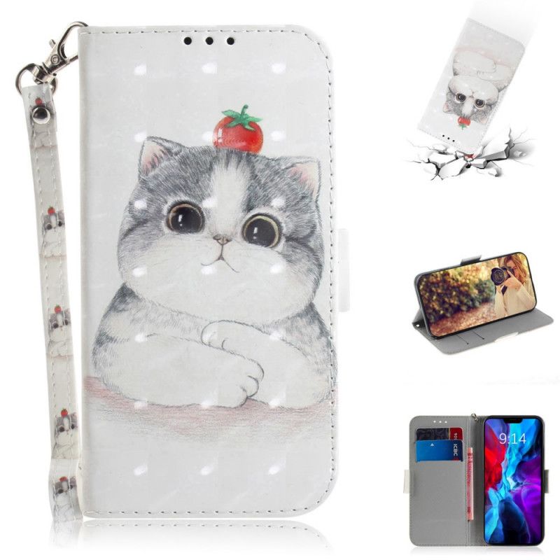 Leren Hoesje iPhone 12 Mini Tomaat Op De String Kat