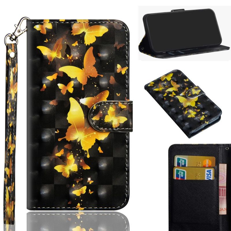 Leren Hoesje voor iPhone 12 Mini Gele Vlinders